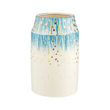 Blauwe en witte vaas