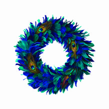 Kerstkrans met pauwveren