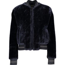Navy blauwe faux fur bomber jacket