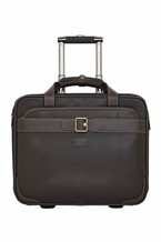 Bruin leren rolkoffer