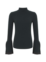 Groene kol trui met wijde mouwen