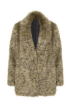Faux fur luipaard print jas