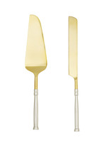 Goud taartbestek met zilveren handvaten