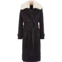 Navy jas met faux fur bontkraag