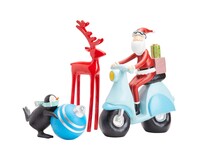 Kerstdecoratie - Kerstman op een scooter