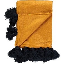 Mosterd geel met navy blauw dekentje