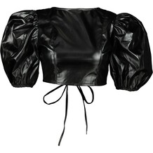 Zwarte crop Top met grote mouwen