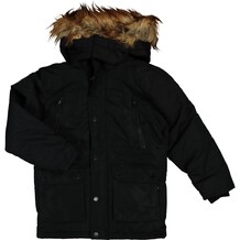 Zwarte regenjas met faux fur kraag