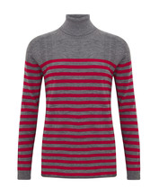 Grijze coltrui met rode strepen