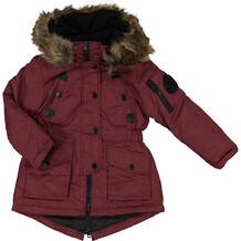 Bordeaux rode jas met faux fur kraag