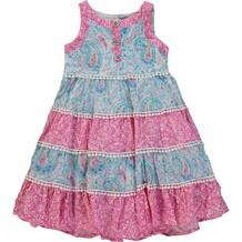 Blauw met roze jurkje met print