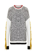 Grijze oversized trui met gele franjes