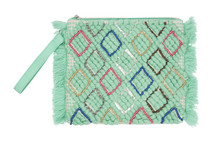 Groene clutch met kraaltjes