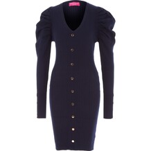Blauwe jurk met schouder detail