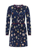 Blauwe jurk met print