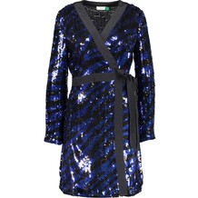 Donkerblauwe overslagjurk met lovertjes