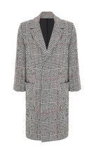 Grijze jas met ruitmotief