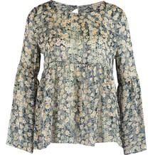 Blauw / gele top met bloemenprint