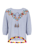 Gestreepte top met kwastjes