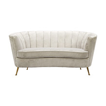 Witte suede sofa met goud detail