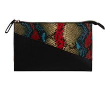 Zwart make-up tasje met slangenprint