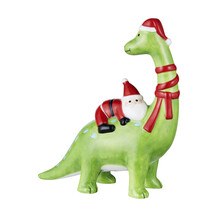Beeldje van kerstman en dinosaurus