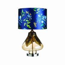 Blauwe lamp met bloemenprint