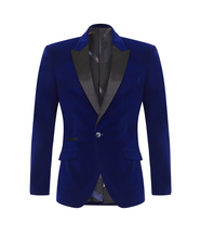 Blauwe velvet colbert