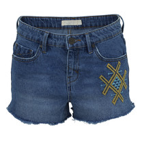 Denim shorts met broderie