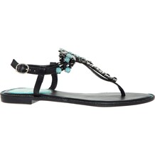 Zwarte sandalen met blauwe steentjes