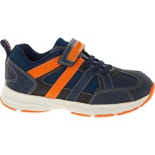 Blauwe sneakers met oranje detail