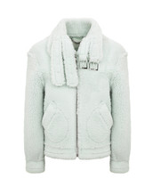 Mint groene jas (faux schapenvacht)