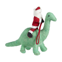 Kerstman op een dinosaurus