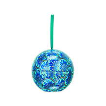 Blauwe kerstbal met print