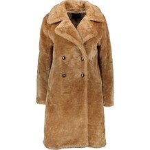 Camel faux fur jas