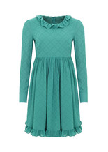 Groene jurk met ruche kraag