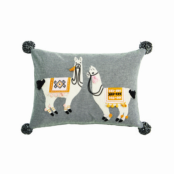 Grijs kussen met lama's