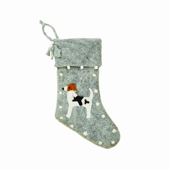 Grijze kerstsok met hond