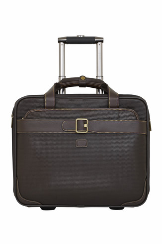 Bruin leren rolkoffer