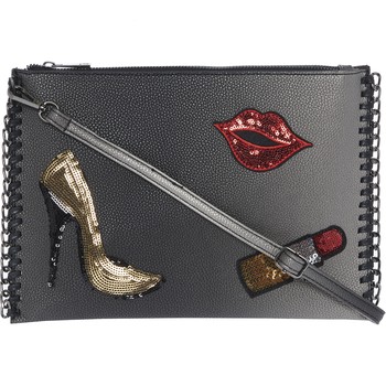 Zilveren clutch met patches