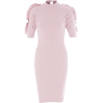 Roze jurk met schouder detail