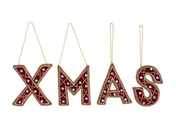 XMAS hangers met rode kralen