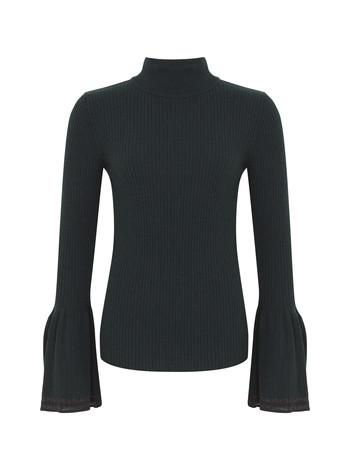 Groene kol trui met wijde mouwen