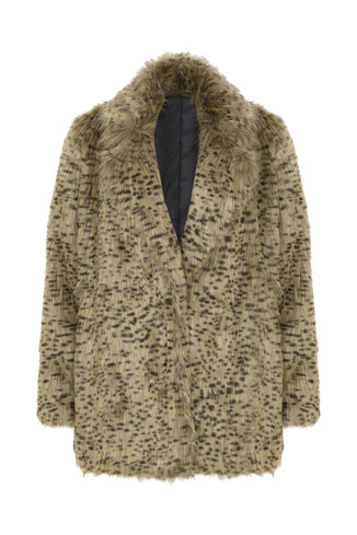 Faux fur luipaard print jas