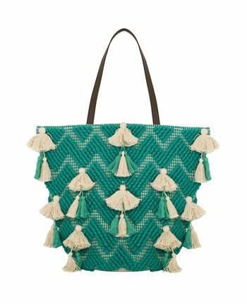 Groene tas met kwastjes