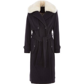 Navy jas met faux fur bontkraag