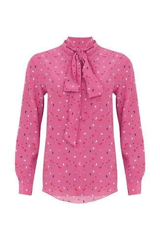 Roze blouse met maantjes en sterretjes