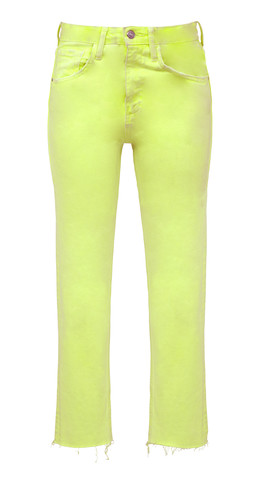 Neon gele jeans met rechte pijpen