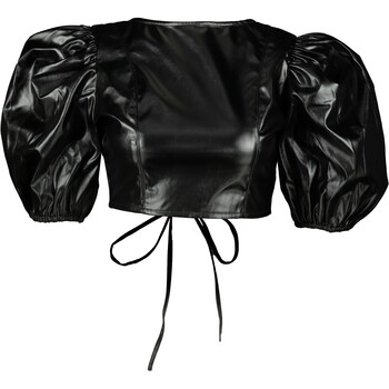 Zwarte crop Top met grote mouwen