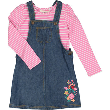 Blauwe jurk met roze top